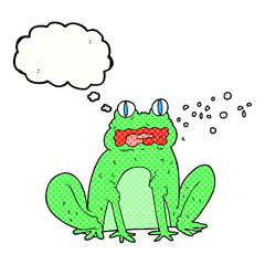thought bubble cartoon burping frog