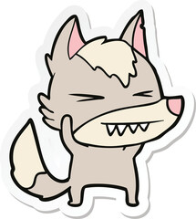sticker of a angry wolf cartoon