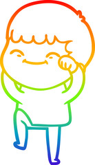 rainbow gradient line drawing cartoon happy boy