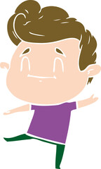 happy flat color style cartoon man