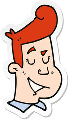 sticker of a cartoon happy man