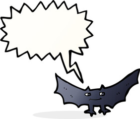 cartoon spooky vampire bat with speech bubble