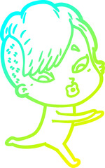 Obraz premium cold gradient line drawing cartoon surprised girl