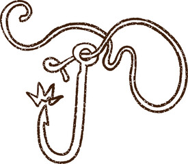 Fish Hook Charcoal Drawing