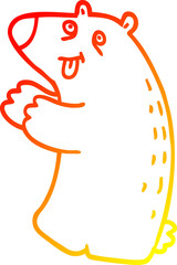 warm gradient line drawing cartoon happy bear