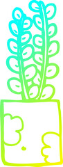 cold gradient line drawing cartoon plant