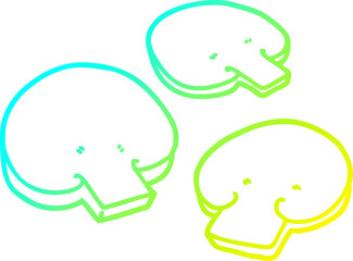 cold gradient line drawing cartoon mushrooms