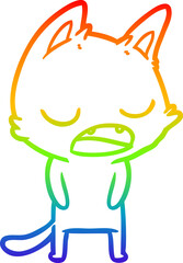rainbow gradient line drawing talking cat cartoon