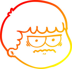 warm gradient line drawing cartoon male face