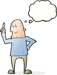 cartoon man pointing finger with thought bubble