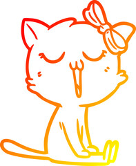 warm gradient line drawing cartoon cat