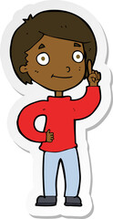 sticker of a cartoon boy with idea