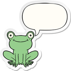 cartoon frog and speech bubble sticker