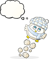 thought bubble cartoon cute little owl flying