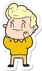 sticker of a happy surprised cartoon man