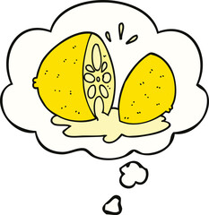 cartoon cut lemon and thought bubble