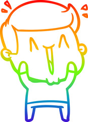 rainbow gradient line drawing cartoon excited man