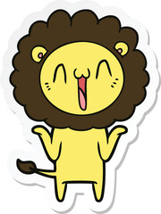 sticker of a happy cartoon lion