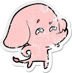 distressed sticker of a cartoon elephant remembering