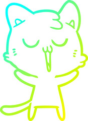 cold gradient line drawing cartoon cat singing