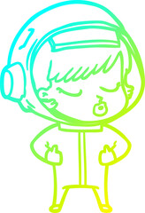 cold gradient line drawing cartoon pretty astronaut girl