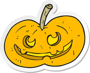 sticker of a cartoon halloween pumpkin