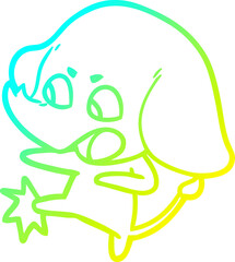cold gradient line drawing cute cartoon elephant