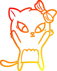 warm gradient line drawing cartoon cat