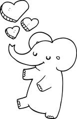 cartoon elephant with love hearts
