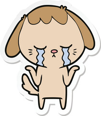 Obraz premium sticker of a cartoon crying dog