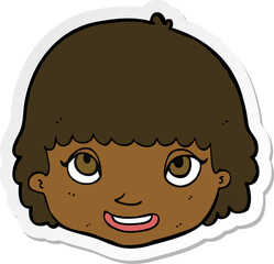 sticker of a cartoon happy female face