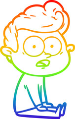rainbow gradient line drawing cartoon staring man