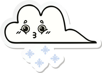sticker of a cute cartoon snow cloud