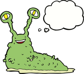 cartoon slug with thought bubble