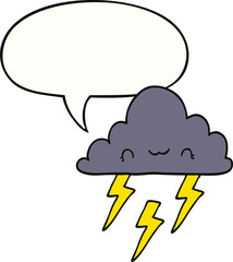 cartoon storm cloud and speech bubble