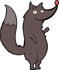 cartoon waving wolf