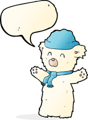 cartoon cute polar bear with speech bubble