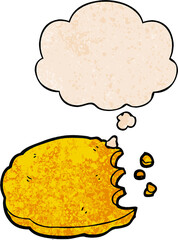 cartoon cookie and thought bubble in grunge texture pattern style