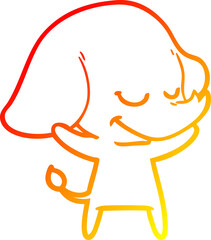 warm gradient line drawing cartoon smiling elephant