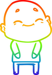 rainbow gradient line drawing happy cartoon bald man