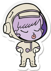 sticker of a cartoon pretty astronaut girl
