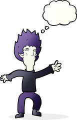 cartoon vampire with thought bubble