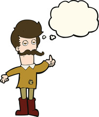 Fototapeta premium cartoon old man in poor clothes with thought bubble