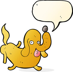 cartoon dog sticking out tongue with speech bubble