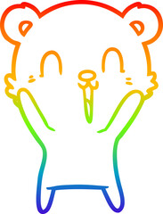 rainbow gradient line drawing happy cartoon polar bear