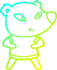 cold gradient line drawing cute cartoon bear