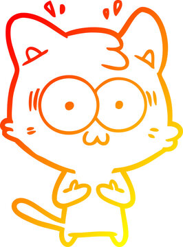 recommend clip art: warm gradient line drawing cartoon surprised cat