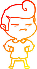 warm gradient line drawing cartoon cool guy with fashion hair cut