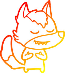warm gradient line drawing friendly cartoon wolf