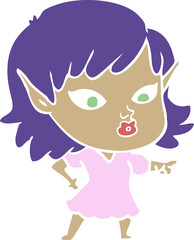 pretty flat color style cartoon elf girl